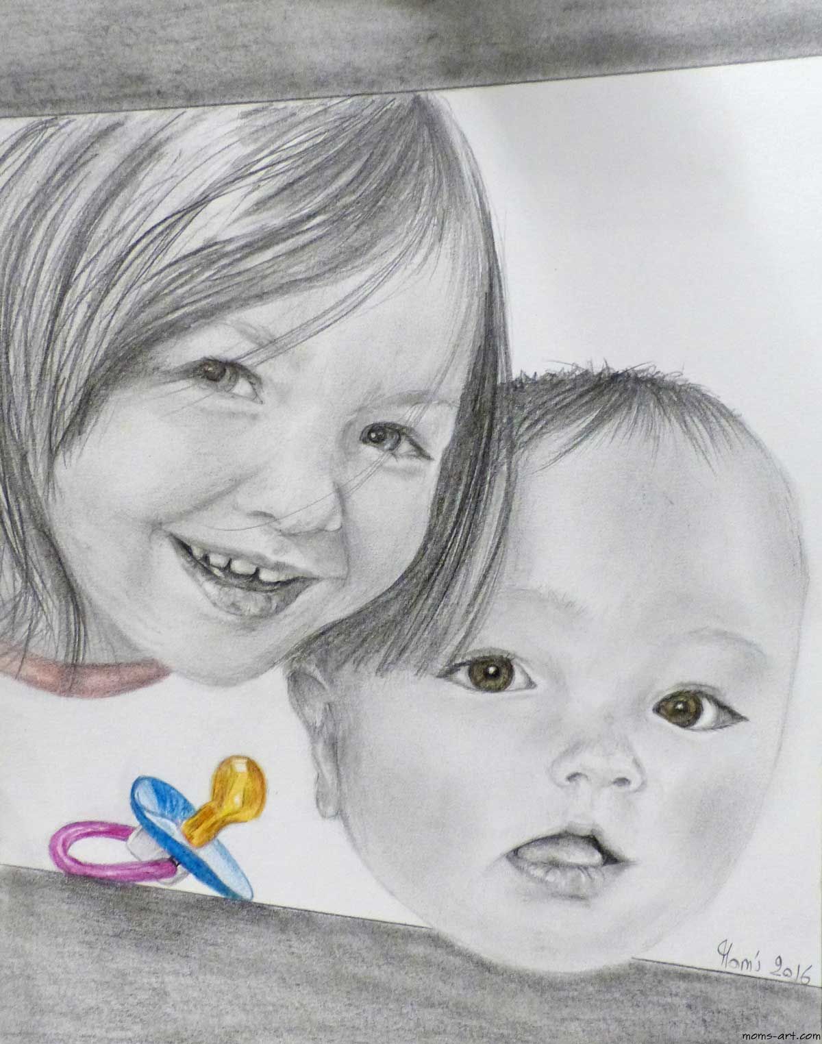 Dessin portrait au crayon Lana et Hayden