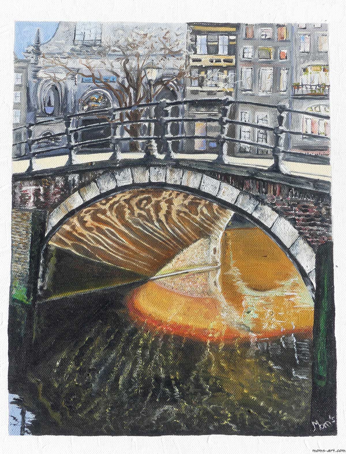 Peinture à l'huile Sous le pont d'Amsterdam