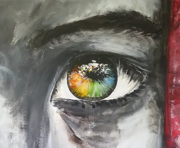 Peinture acrylique d'un Oeil nommée Detail.